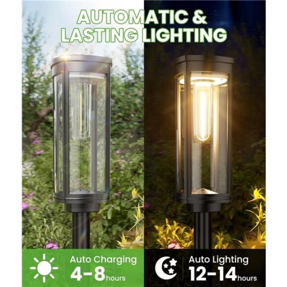 Solar Pathway Lights Outdoor 4 Pack Bright Waterproof Garden Yard Walkway Patio - Picture 5 of 7